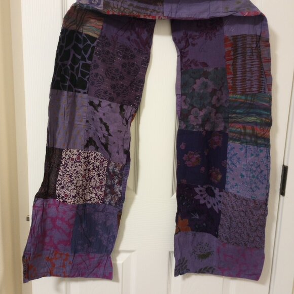 Purple Patchwork Reversible Scarf Stole - Picture 2 of 11